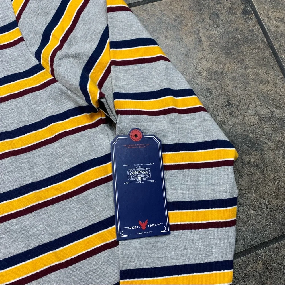 NEW! Men’s Company 81 Long Sleeve Striped Henley T-Shirt Size XL W/Tags - Picture 3 of 4